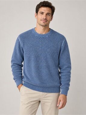 Treasure & Bond Men’s Textured Knit Crewneck Sweater Blue 100% Cotton Size Mediu